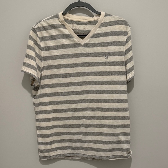 American Eagle Outfitters Other - American Eagle Outfitters Gray and Cream Striped V-Neck Tee